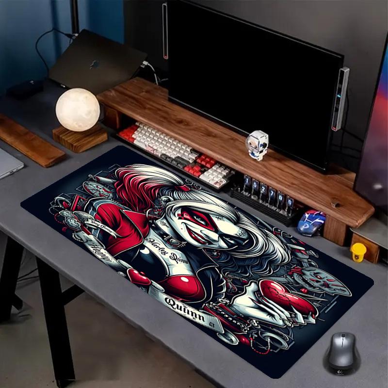 Harley Quinn Joker Print Mouse Pad, Anti‑Slip Desktop keyboard Mat, for PC Laptop Gaming Working Daily Use, Cool Festival Surprise Gift