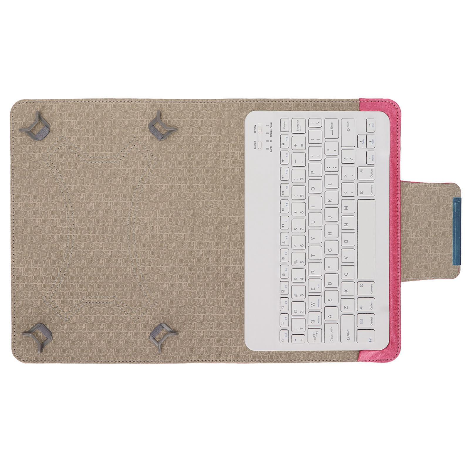 

Беспроводная клавиатура с кожаным чехлом 10 дюймов Портативная BT Водонепроницаемая клавиатура с розово-красным кожаным чехлом-подставкой