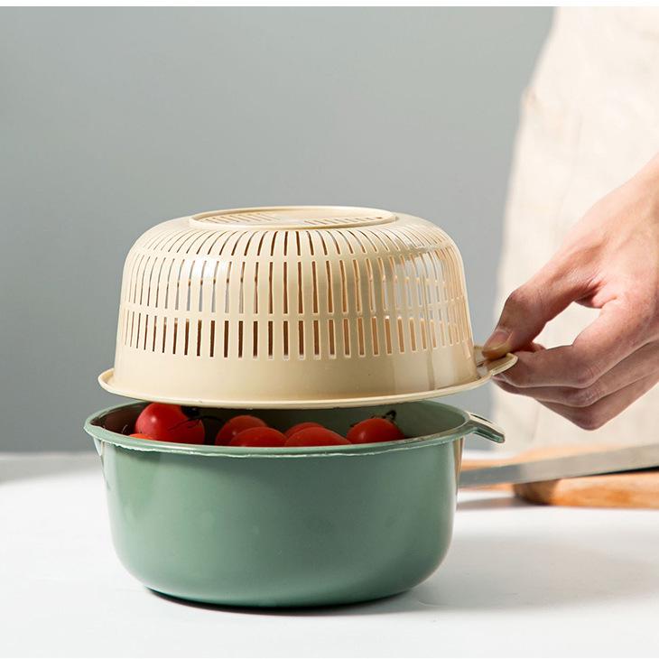 Zwei-Schichten-Gemüsewaschkorb: Dickes, hohles Siebdesign für Küchenspülen - Ideal zum Waschen von Brokkoli und Muscheln.