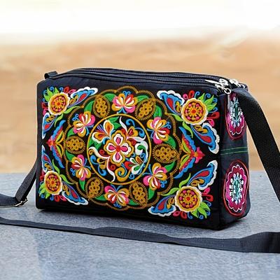 Geantă de mână brodata, geantă de umăr din pânză pentru femei, geantă de călătorie elegantă, posete pentru femei