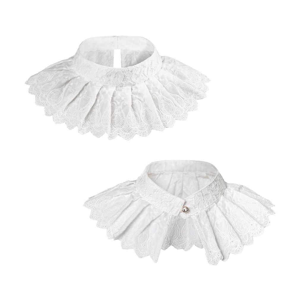 Multiuse Ruffled Collar Vintage Victorian Costume False Collar Cosplay Dressingup Accessory Removable Collar for Daily