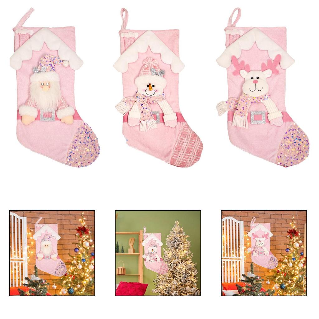 Christmas Stocking Decorative Hanging Ornament for Front Door Holiday Window