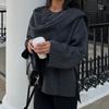 Manteau tricoté élégant pour femme, écharpe décorée, automne, décontracté, solide, irrégulier, ample, chaud, pardessus, hiver, nouveau design, vêtements esthétiques chics