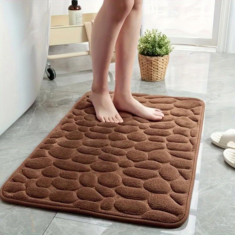 Cobblestone Embossed Memory Foam Bath Mat Non-Slip Absorbent Shower Rug for Bathroom Floor Tub Decor