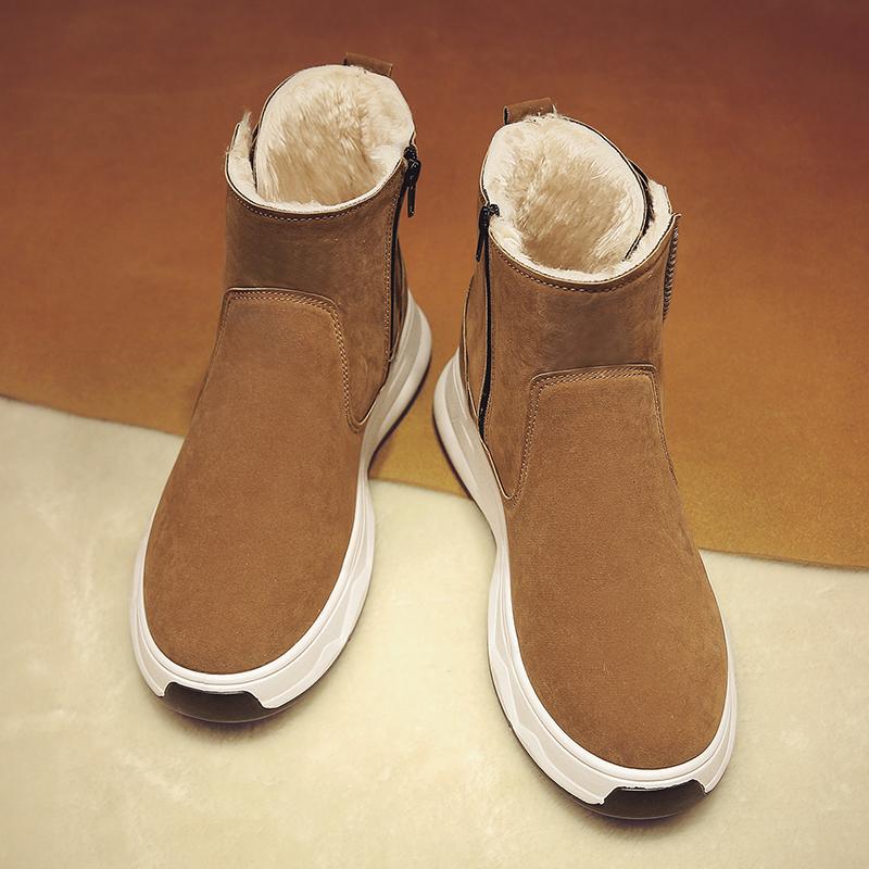 Zimní Pánské Hrubé a Plyšové Teplé a Módní Silná Podrážka Vysoké Kotníkové Bavlněné Boty Sněhule Ležérní Bavlněné Boty