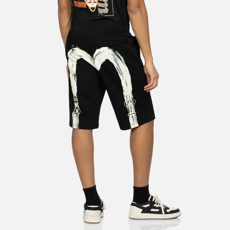 Evisu Pantaloncini Casual da Uomo con Stampa Big M e Gabbiano 2ESHTM4ST1060XXCT