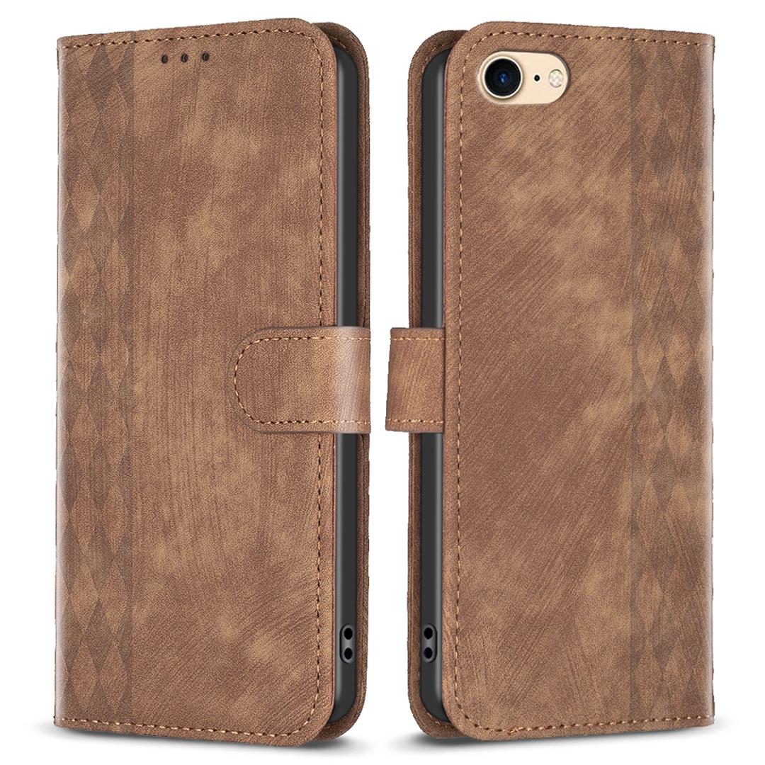 

For iPhone 6/6s/7/8 Shockproof PU Leather+TPU Flip Cover Imprinted Pattern Wallet Phone Case Brown