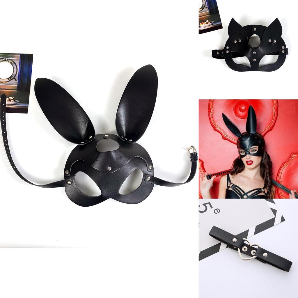 Maschera da Ragazza Gatto Per Festa in Costume Con Materiale in Pelle Accessori Cosplay di Halloween Per Adulti