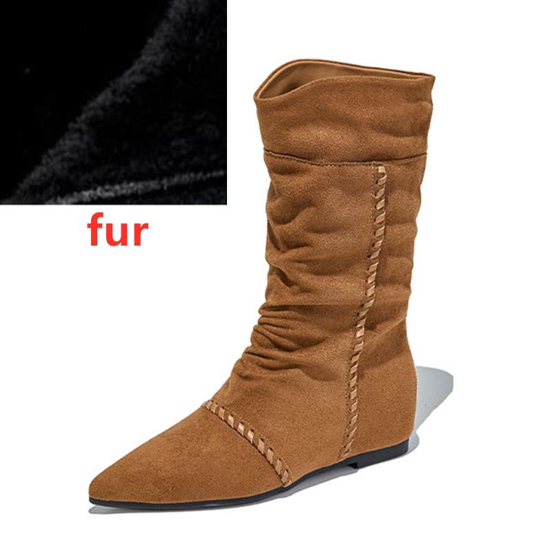 

Fashion AIYUQI Women Ankle Boots Pointed-Toe Invisible Height-Enhanced Women Motorcycle Boots Large-Size Western Female Cowboy Boots 43