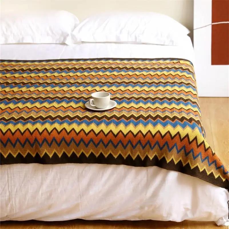Hand Knitted Blanket With Tassel Summer Blanket Bed Sofa Travel Breathable Chic Bohemian Soft Comfortable Blanket
