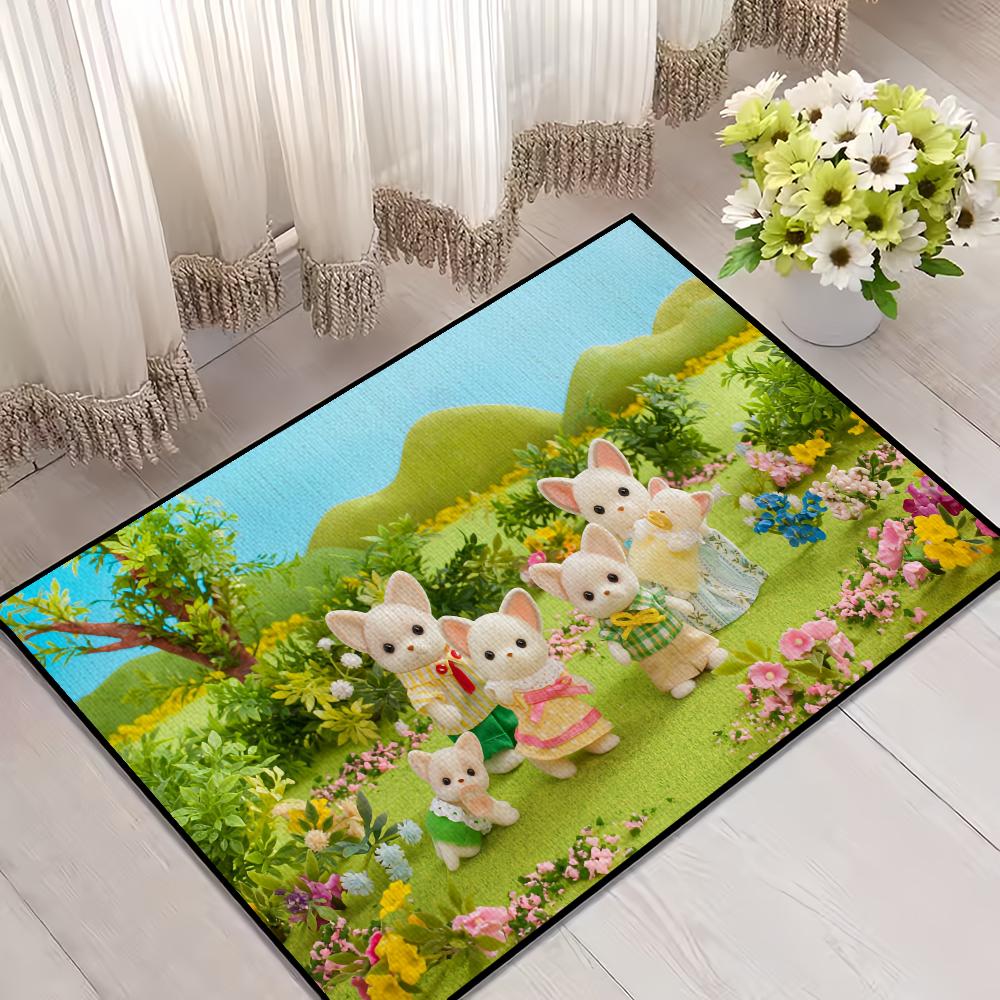 

S-Sylvanian Door Mat For F-Families Bedroom Decoration Kitchen Bath Carpet Cute Cartoon House Super Absorbent Rug Foot Non-slip SJR40x60CM