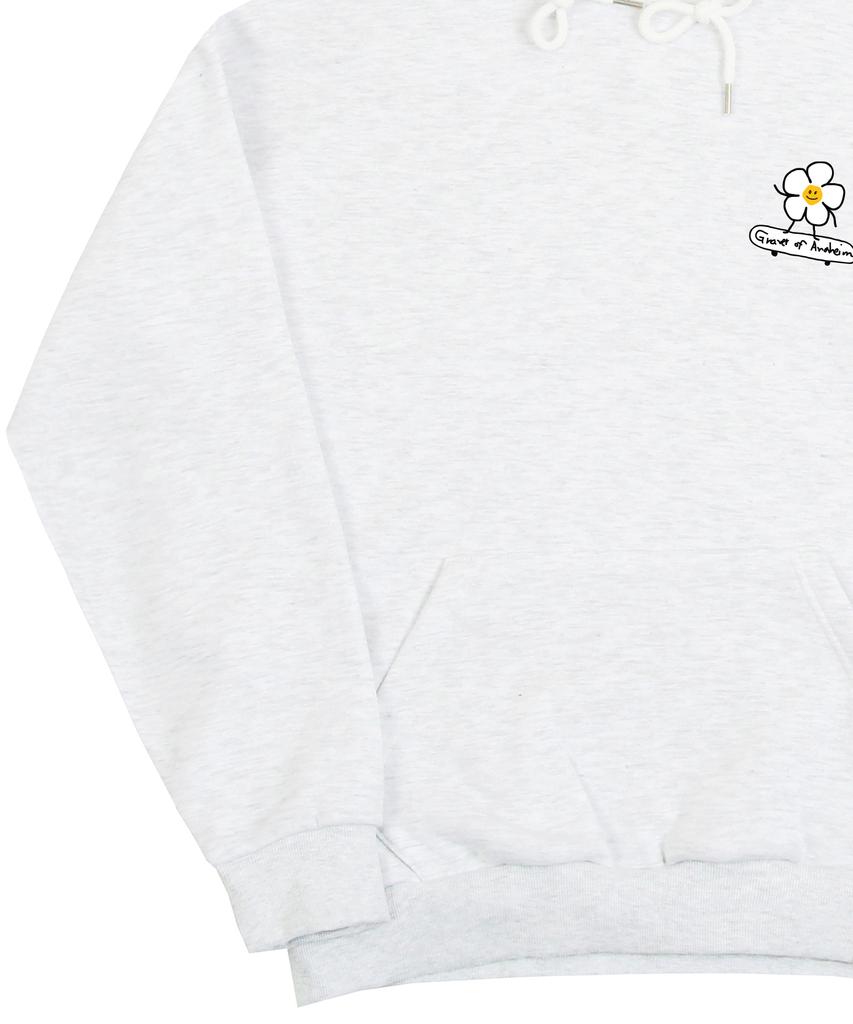 [Unisex] Flower Board Smile Hoodie_Melange White