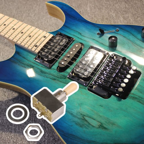 Yibuy Metal 3-Way Toggle Switch, Chrome, with Nut & Gasket, Box Type, 12mm Threaded Shaft Diameter, Ideal for Guitars, 3-Position Pickup Selector