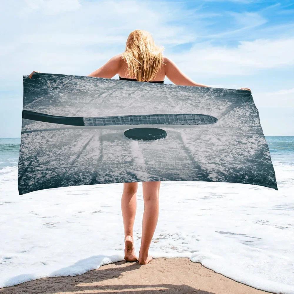 Retro Abstract Hockey Sneakers Soft Quick-drying Bath Towels Outdoor Seaside Round Beach Towel Microfiber Face Towel