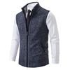 Men's Autumn/Winter Fleece-Lined Knit Sweater Vest with Stand Collar