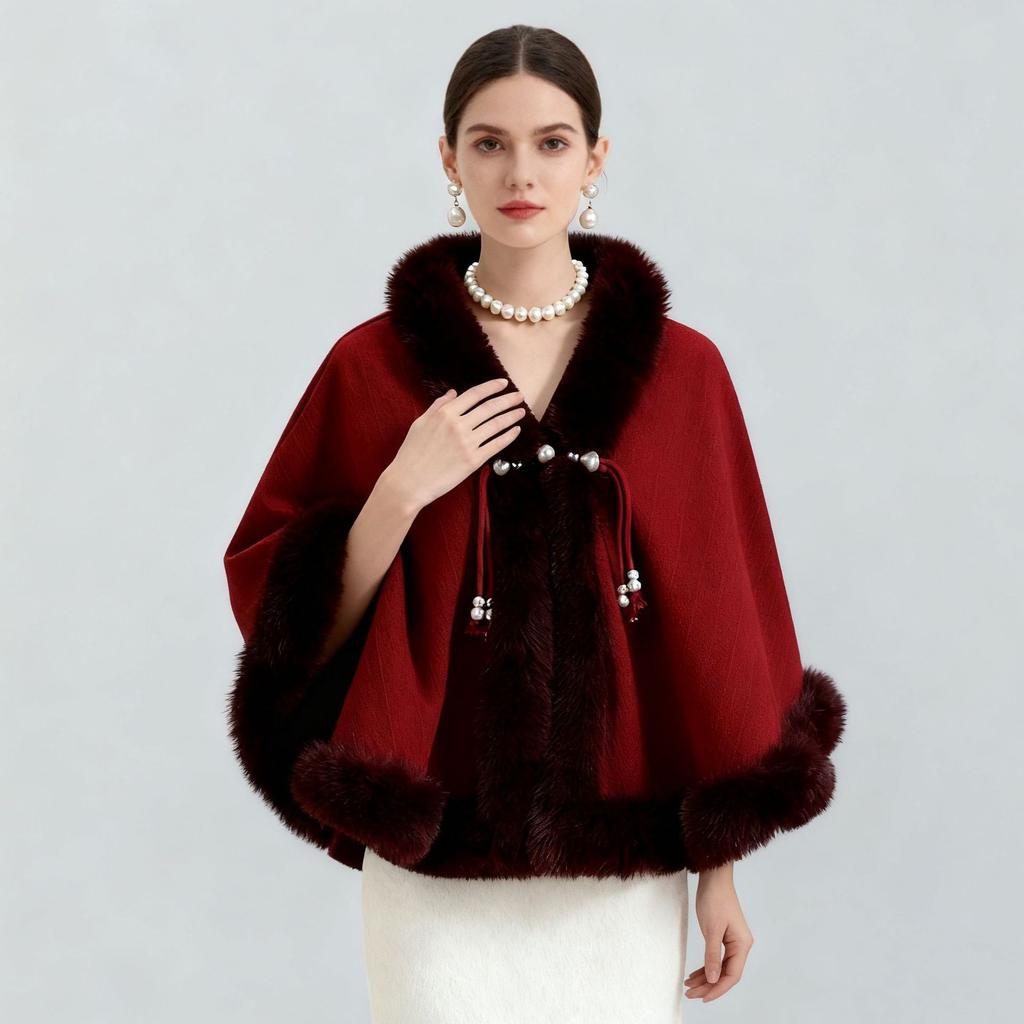 New Velvet And Thick Fur Collar Shawl For Women To Keep Warm
