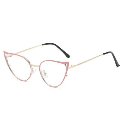 Anti-Blaulicht-Brille Mode Katzenauge Optische Computerbrille Vintage Metallrahmen Brille Damen Klare Gläser Einfache Brille