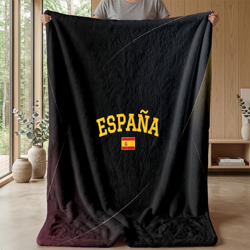 Spain football Printed Flannel Blanket Skin Friendly Warm Decorative Throw for Indoor Couch Bed Daily Use