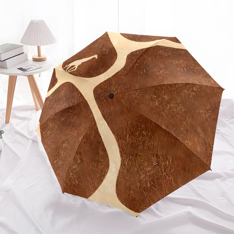 1pc Giraffe Savannah Automatic Open/Close Umbrella Compact Folding Umbrella, All-Season Portable Umbrella for Women/Men F1124167
