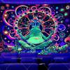 Blacklight Tapestry Meditating Frog Glow In The Dark UV Reactive Mushroom Neon Tapestrys Aesthetic Fluorescent Tapestries