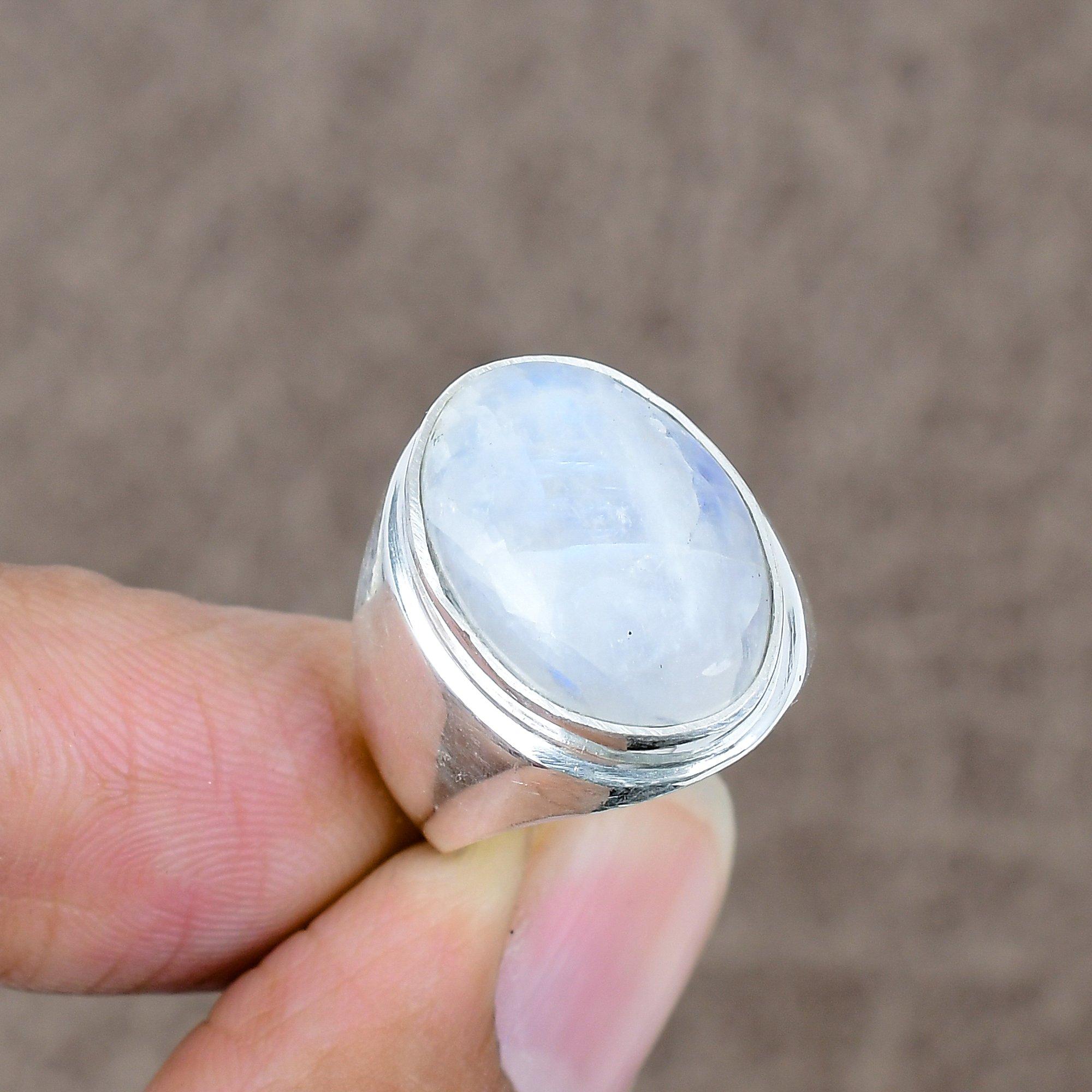 

Moonstone Genstone Handmade 925 Sterling Silver Jewelry Ring Size 6 KKG-502