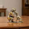 Messing Mädchen Hund Figur Haus Schreibtisch Ornament Retro Figur Kleine Dekorationshandwerke Kreative Dekoration