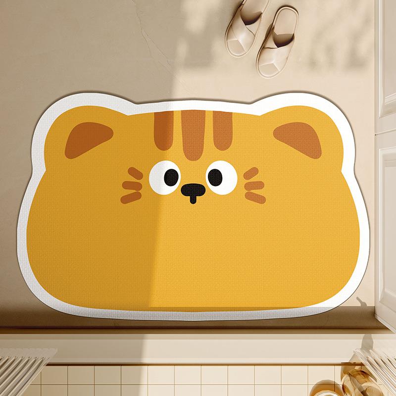 Cartoon Small Animal Bathroom Floor Mat Water Absorption Soft Diatom Mud Wear-resistant Non-slip Household Special Shape Cute Shower Room Door Mat