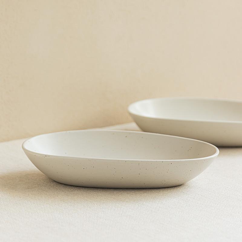 Large Bowl Special-Shaped Bowl Simple Large Ceramic Bowl Household Vegetable Bowl Soup Bowl Living Room Fruit Bowl Sesame Glaze Tableware