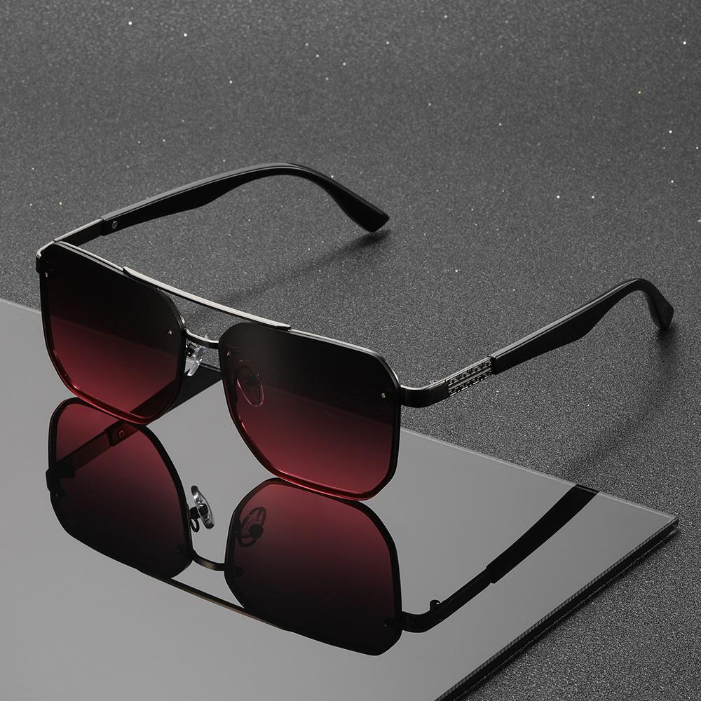 1PC Double beam sunglasses for men and women, with a stylish metal frame design