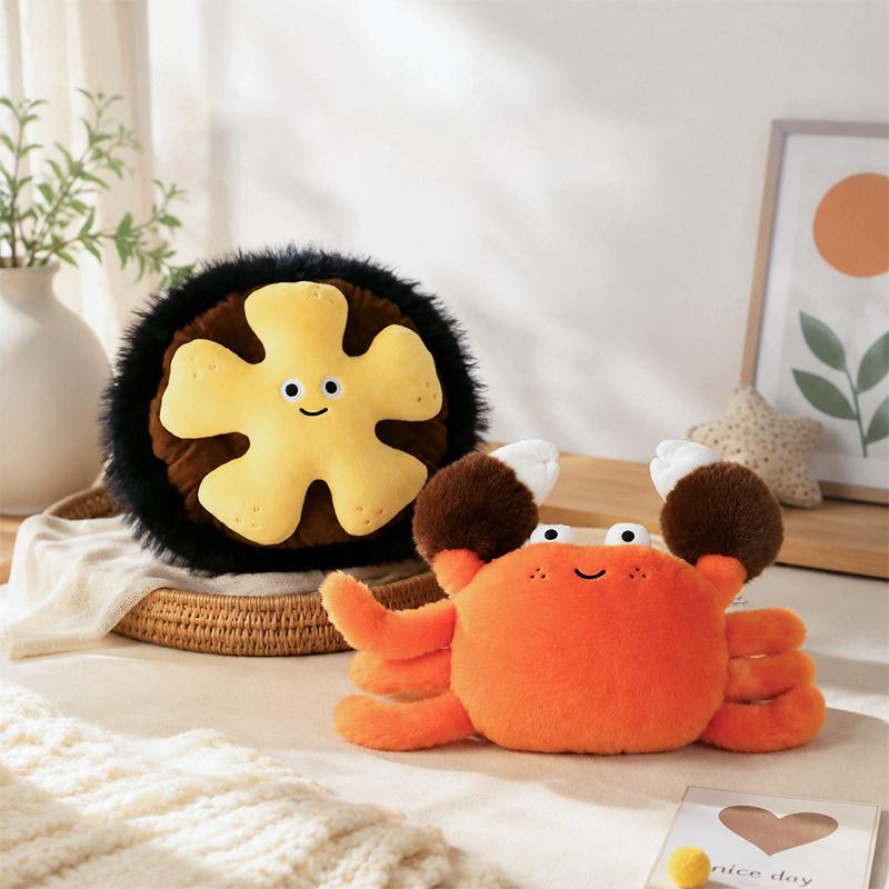 Cute Ocean Animal Plush Toy Kawaii Lanternfish Sea Urchin Crab Orca Pillow Soft Stuffed Doll Healing Decor Kids Gift