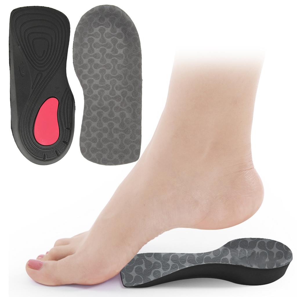 PU Feet Insoles Comfortable Shock Absorbing Arch Supports Inserts for Running Sports Gray