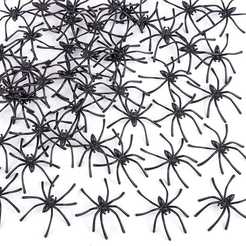 20/40Pcs Halloween Decoration 4.5x5cm Plastic Spiders Mini Spider Black Fake Spiders Halloween Prank Props for DIY Party Decor