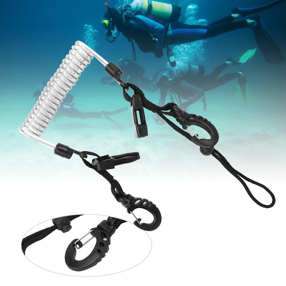 Steel Wire Camera Diving Waterproof Case Safe Quick Release Connection Hanging Buckle Spring Rope Anti Lost Strap(Black )