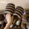 Retro plaid home cotton drag women's winter simple and light non-slip bedroom couple striped slippers men
