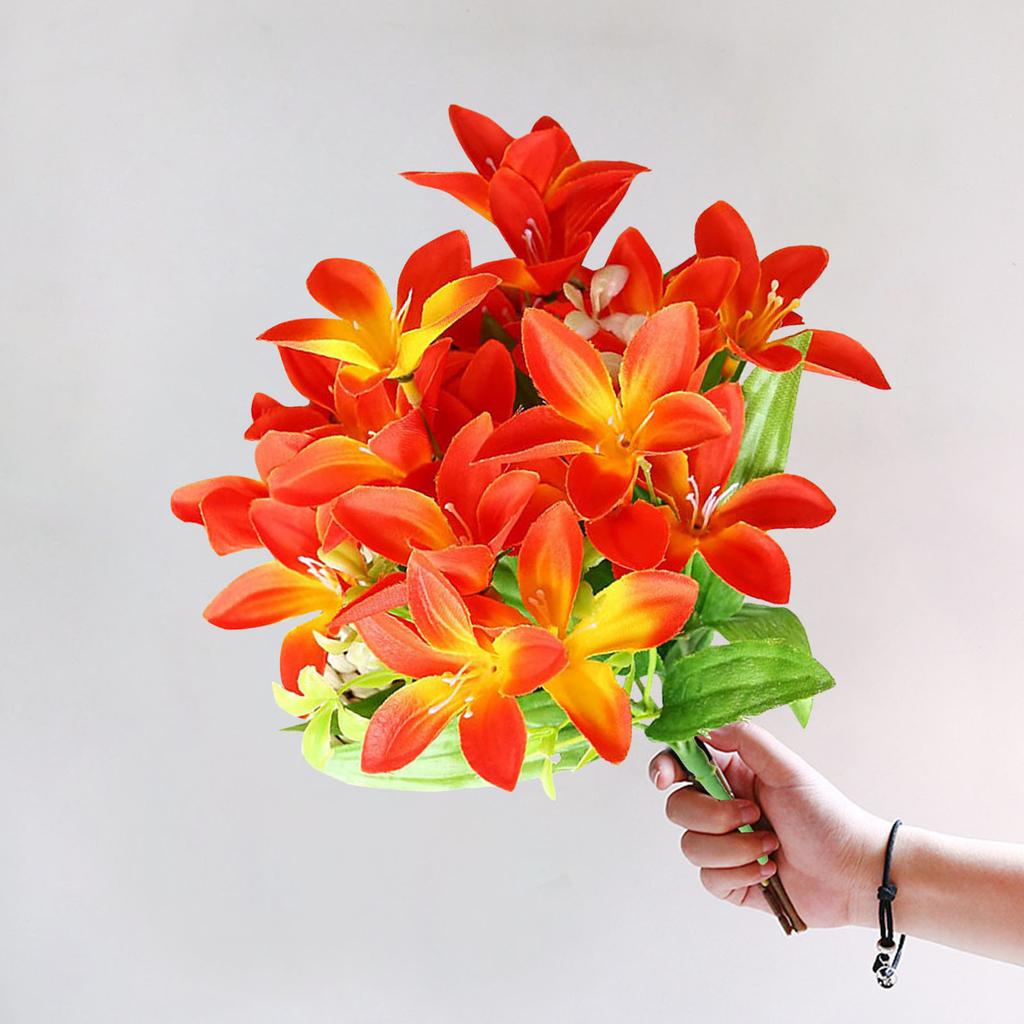 1 Bouquet Simulation Lily Flower Photography Props Plastic Artificial Flower Wedding Home Decoration Living Room Desktop Decor