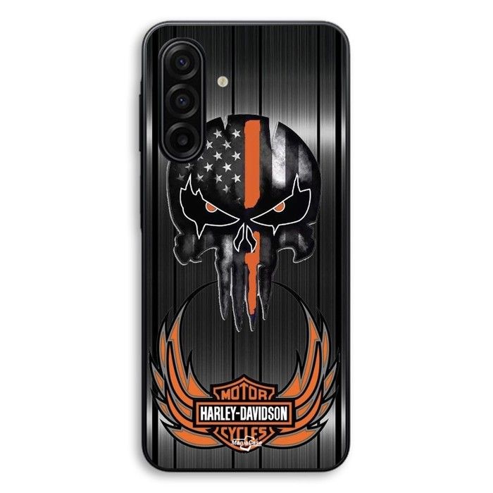 Hülle für Samsung Galaxy A17 Harley Davidson Totenkopf grauer Hintergrund Maniacase