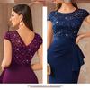 New Elegant High-Waisted Lace Bodycon Dress with Slit for Women