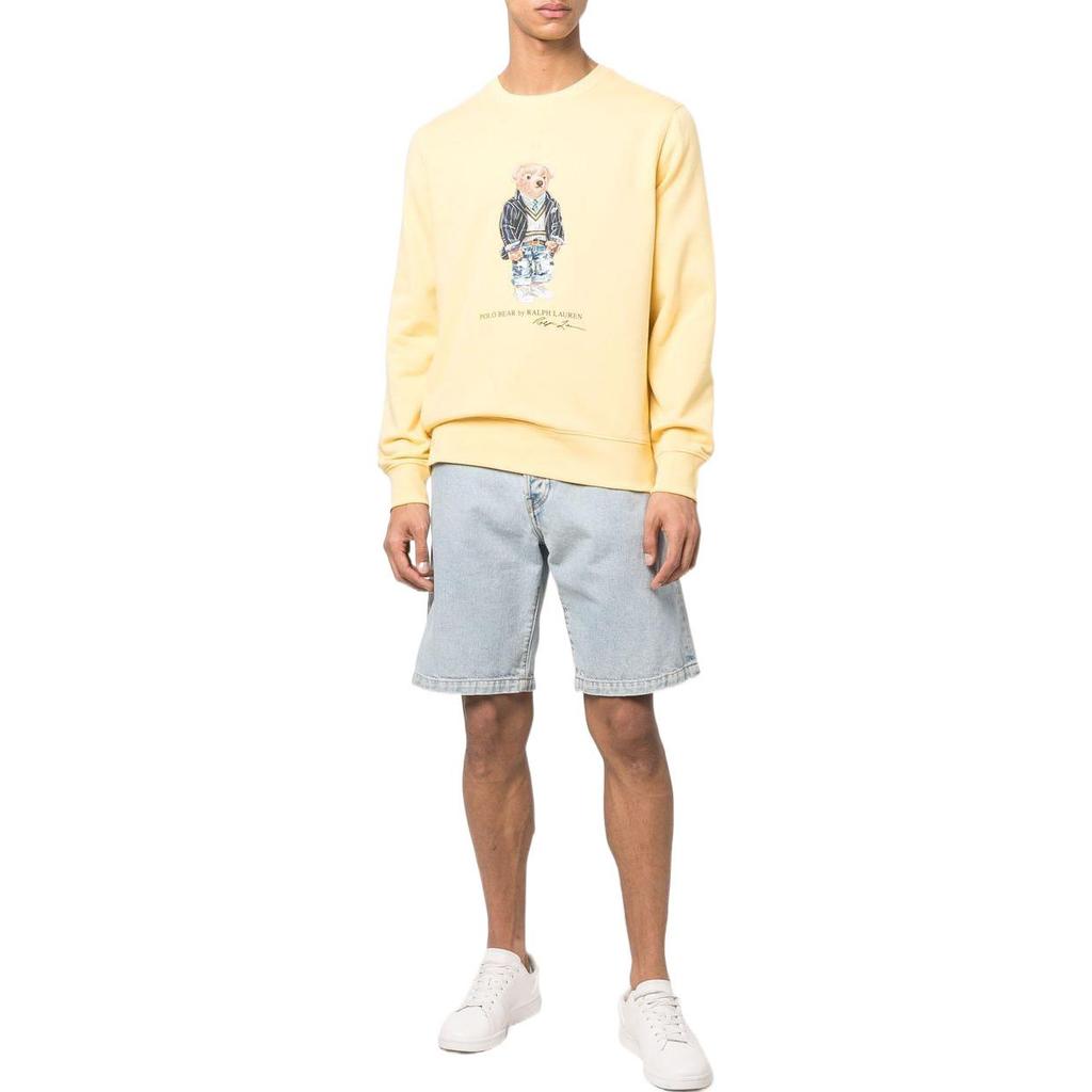 Polo Ralph Lauren Ss22 Cartoon Animal Pattern Printed Crew Neck Loose Casual Long Sleeve Sweatshirt Men sweatshirt Yellow 710853308-012