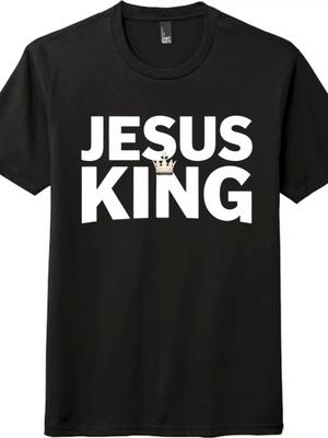 T-shirt Graphique Jésus Roi Couronne Américain Unisexe Cadeau Foi Chrétienne T-shirt Décontracté
