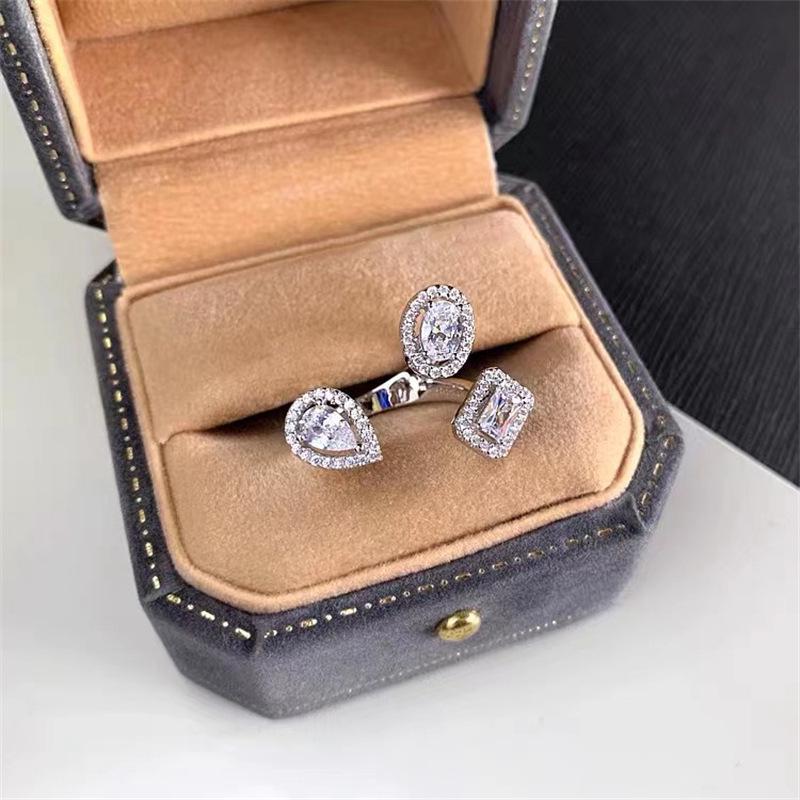 Elegant Geometric Zirconia Ring for Women - Simple, Versatile, High-End Fashion Adjustable