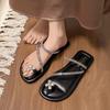 Flat Bottom Set of Toe Small Cool Slippers Women's 2025 New Summer Soft Bottom with Skirt Rhinestones Beautiful Seaside Sandals