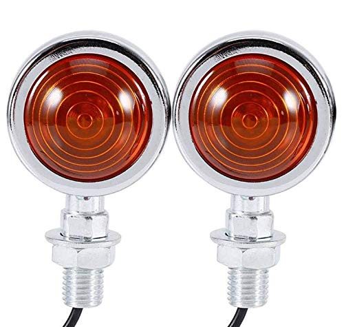 Hiro World Trade Motorcycle Bullet Turn Signals (4 Pieces) with Universal Wrench, 12V, American Style, for Harley Davidson, Silver and Orange