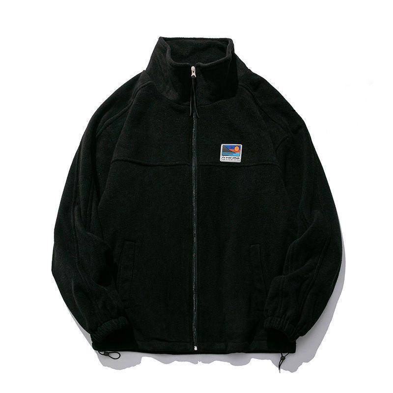Men's Autumn/Winter Japanese Lamb Wool Fleece Jacket - Stand Collar, Casual Outerwear for Couples