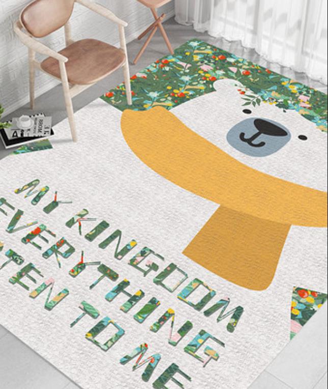 Yellow Bear Cute Cartoon Carpet Scarf Wearing Teddy Bear Children s Living Room Rugs Bedroom Children s Home Decoration Mats 40x60cm