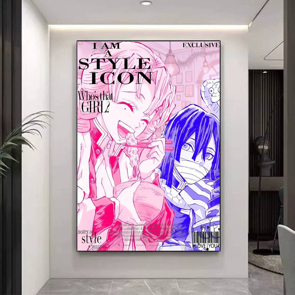 Anime Romance M-Mitsuri And O-Obanai Whitepaper Poster Waterproof Paper Sticker Coffee House Bar Aesthetic Art Wall Painting