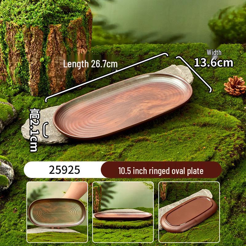 Melamine Plate for Gourmet Hot Pot, Barbecue & Shrimp: Mountain & Field Design