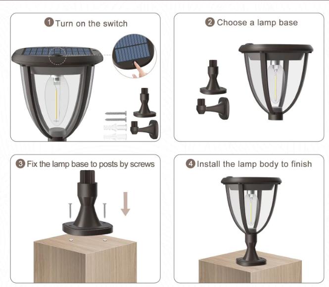 Outdoor solar lamps, courtyard decorative lamps, outdoor solar column head lamps for stairways and corridors, energy-saving