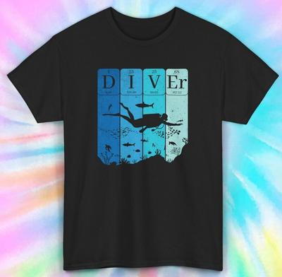 Maglietta da Immersione Subacquea | Maglietta Grafica Tabella Elementi per Sub S-5XL