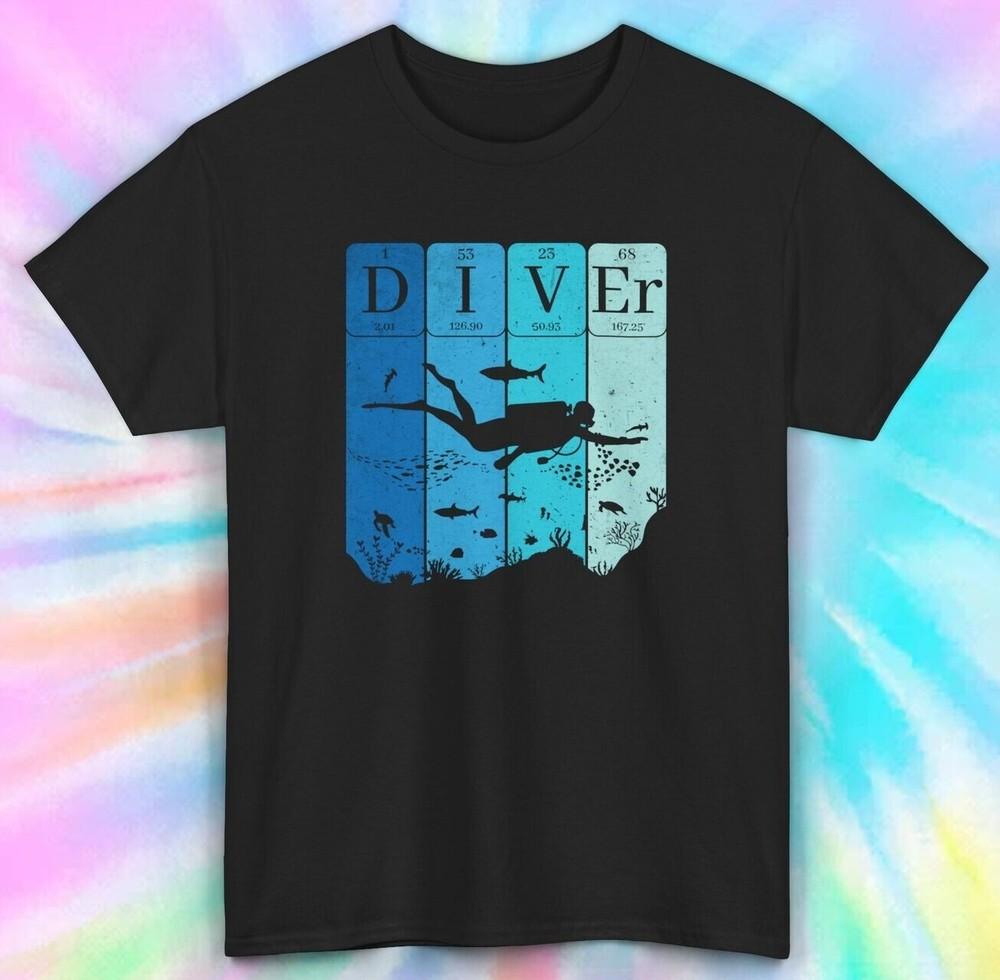 

Футболка для дайвинга | Графическая футболка с таблицей элементов для дайвера S-5XL 4XL