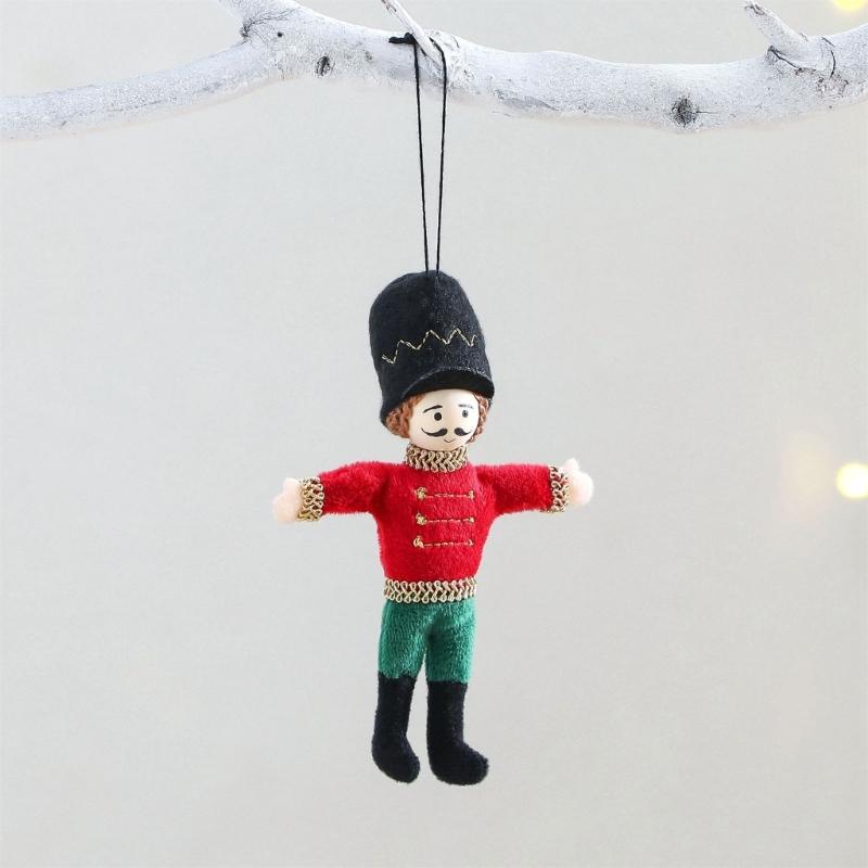 Classical Fabric Nut Cracker Soldier Figures Christmas Tree Hanging Ornaments Holiday Home Decoration